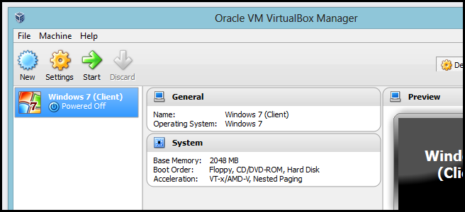 Главное меню VirtualBox — пункт Settings