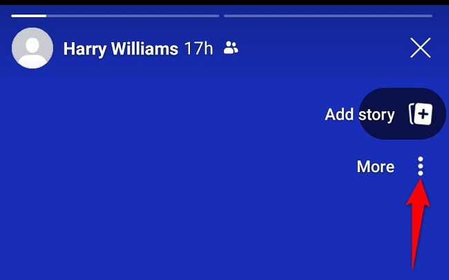 Три точки в правом верхнем углу истории для дополнительных действий.
