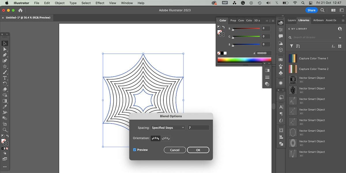 Параметры Blend в Illustrator