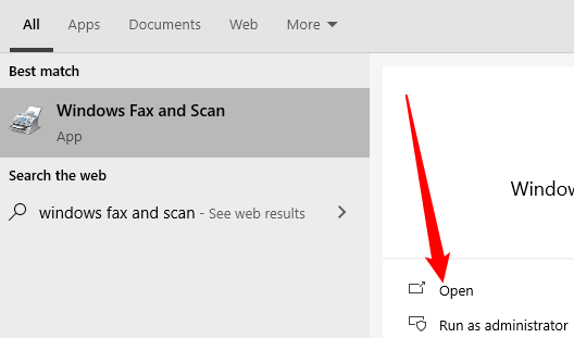 Найдите «Fax and Scan» в меню «Пуск».