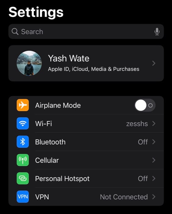 Открыть настройки iPhone для Wi‑Fi