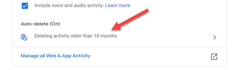 Нажмите «Автоудаление» в настройках активности.
