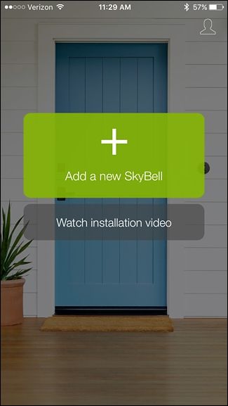 Экран приложения SkyBell: добавление нового устройства