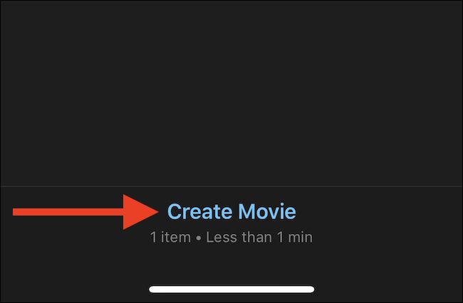 Кнопка 'Create Movie' в iMovie