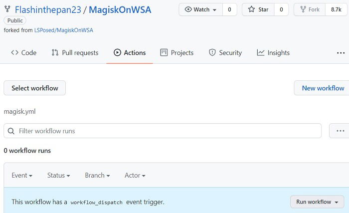 Запуск workflow на GitHub Actions