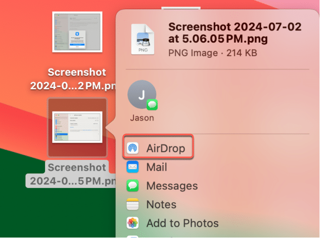 Lista de dispositivos AirDrop en macOS