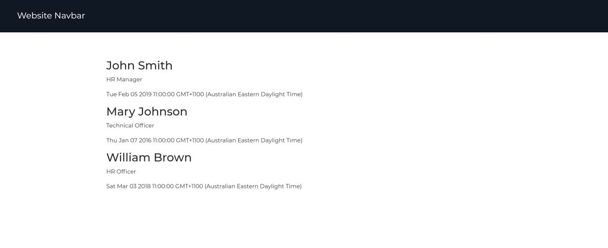 Веб‑страница, отображающая данные нескольких людей