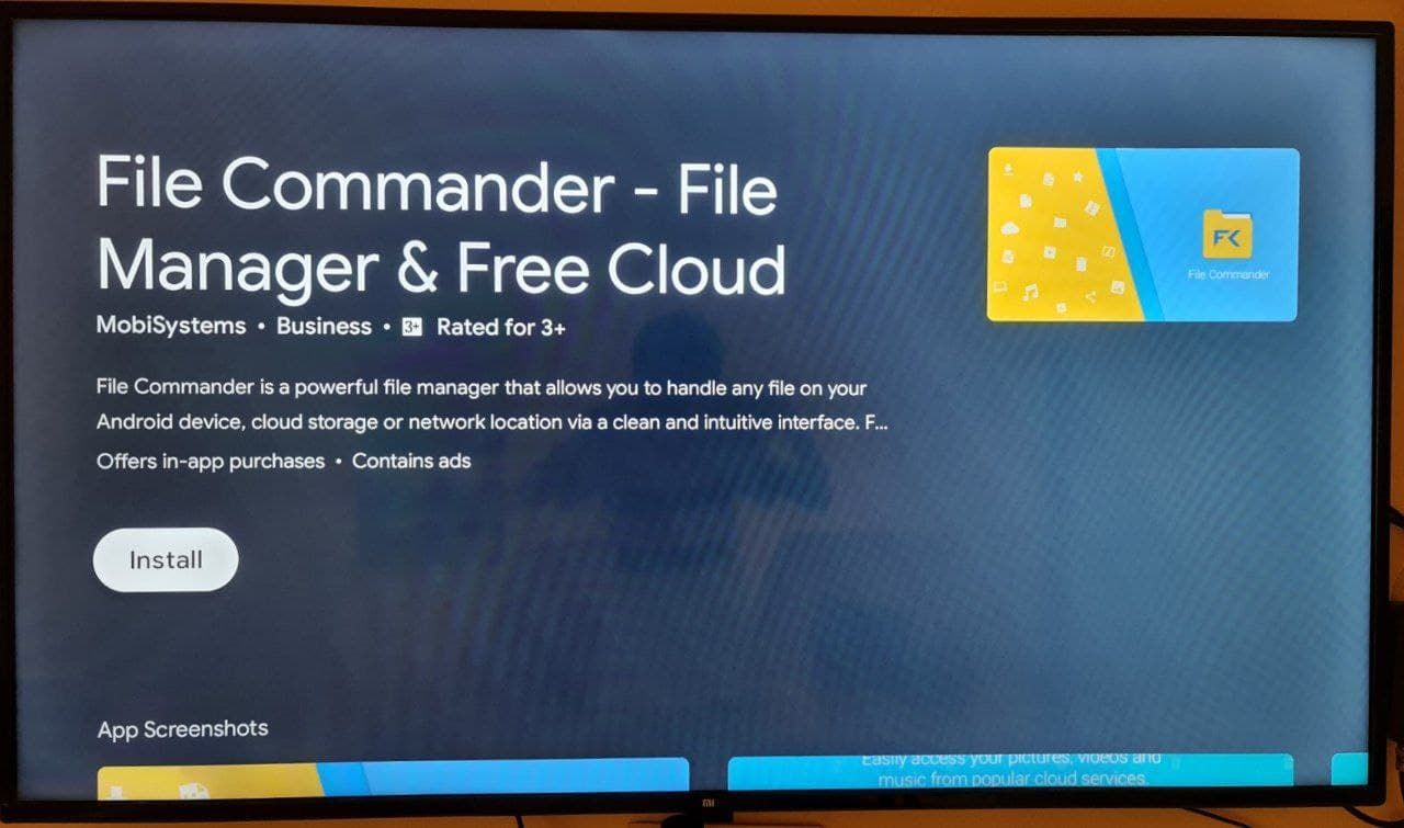 File Commander на Android TV: подключение облака и установка APK