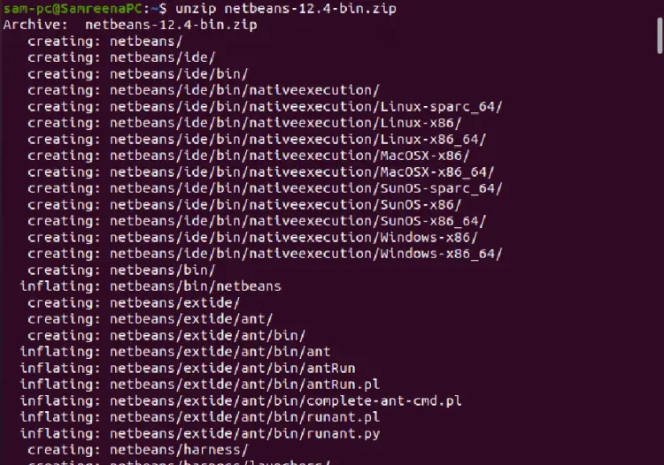 Распаковка архива NetBeans