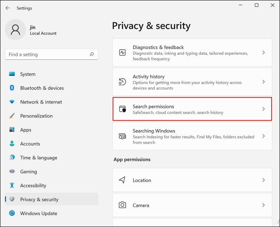 Опция Параметры поиска в списке