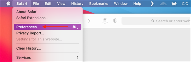 Select Preferences from Safari Menu