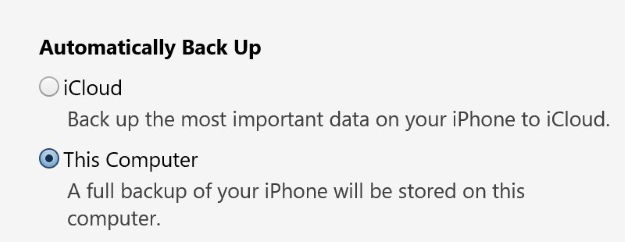 Параметры автоматического бэкапа в iTunes
