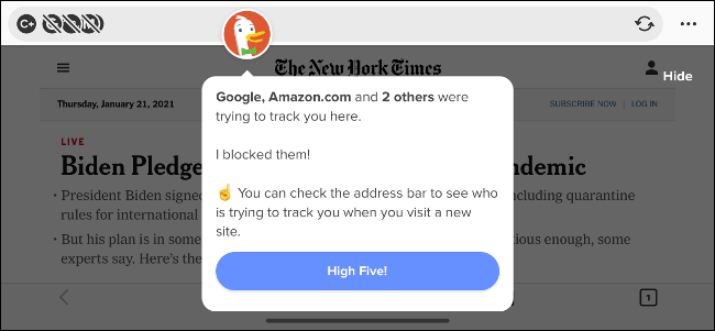 Мобильное приложение DuckDuckGo для iPhone: экран поиска и настройки приватности