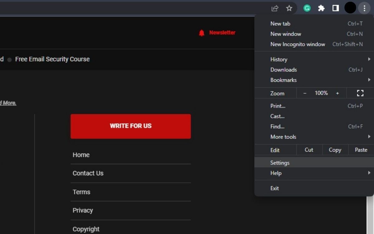 Снимок настроек Chrome с пунктом JavaScript