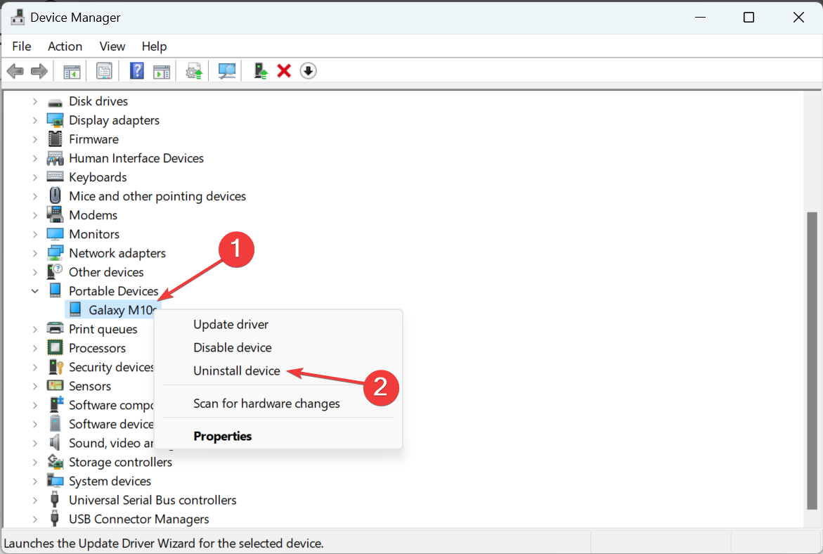 Команда «Удалить устройство» для телефона