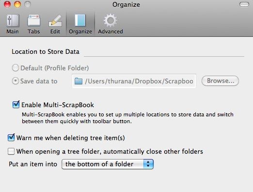 Управление Multi Scrapbook