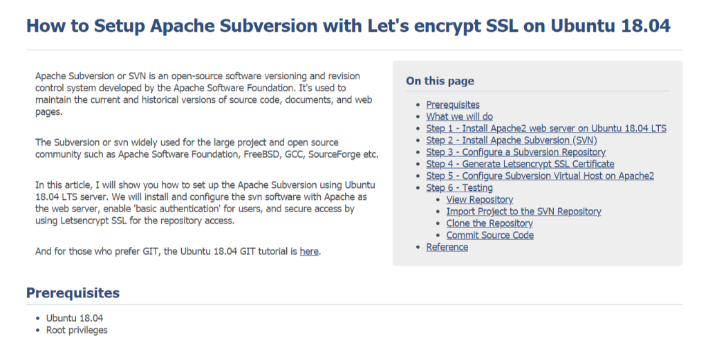 Установка Apache Subversion (SVN) на Ubuntu 18.04