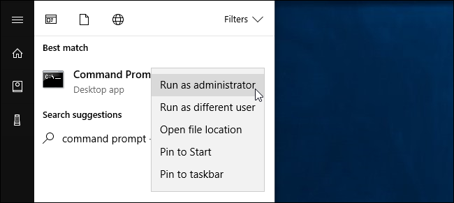 Запуск Командной строки от имени администратора