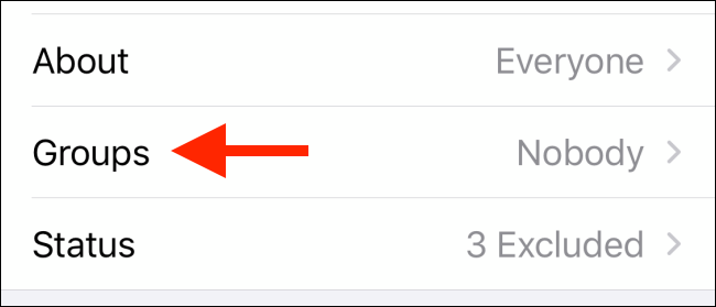 Нажмите опцию Группы на iPhone