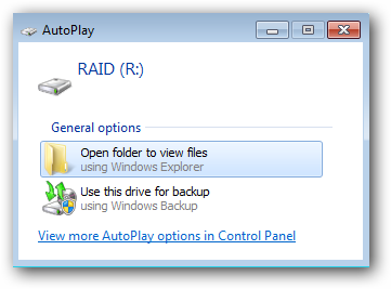 Диалог Autoplay после монтирования нового тома