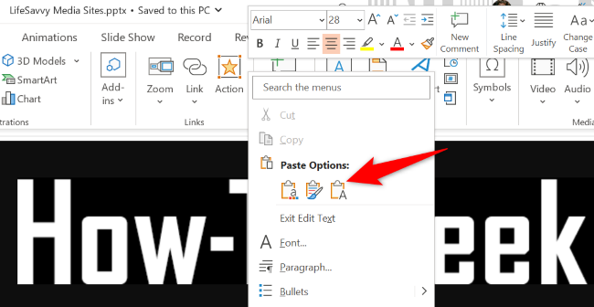 Выберите «Сохранить только текст».