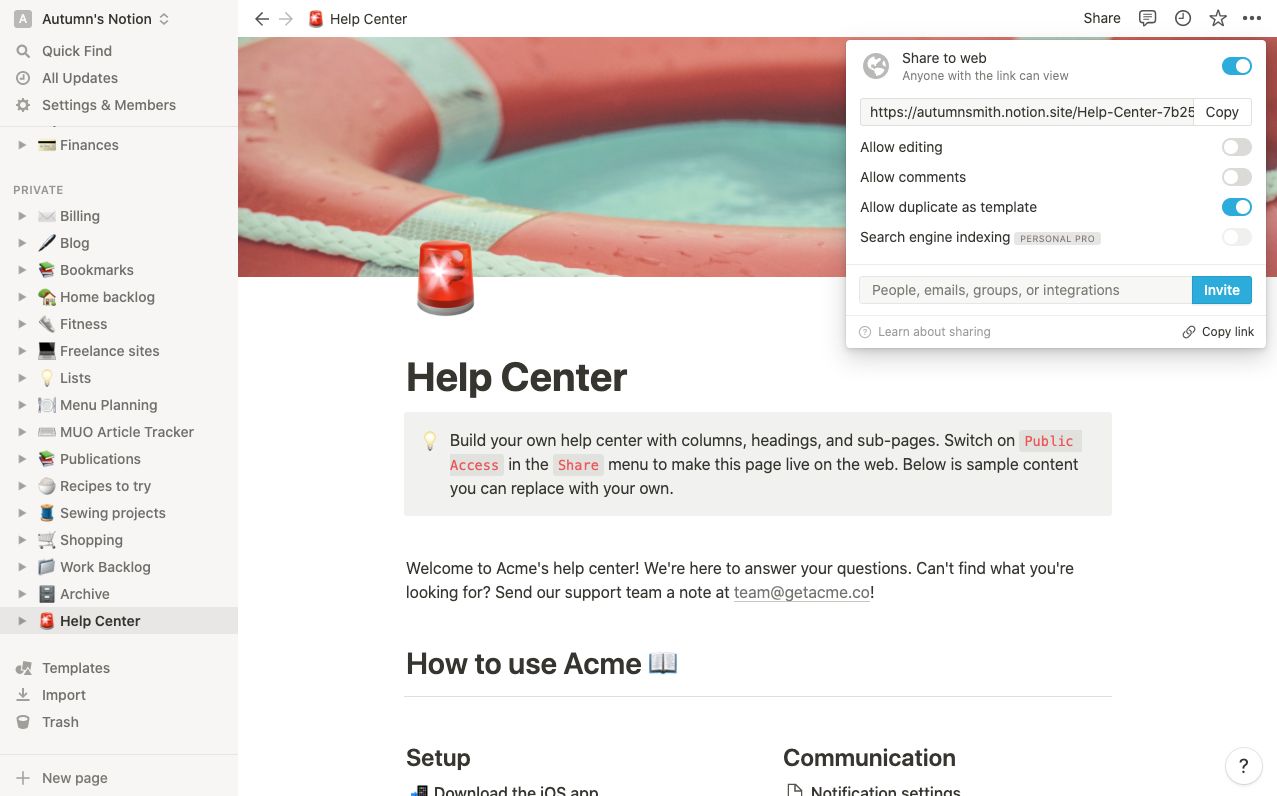 Скриншот меню совместного доступа с параметрами прав