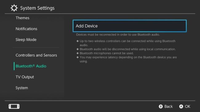 Экран добавления Bluetooth-устройства на Switch