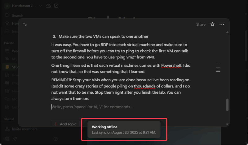 Работа в Notion в офлайне