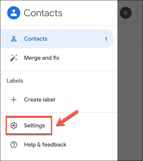 In the Google Contacts app menu, tap the 