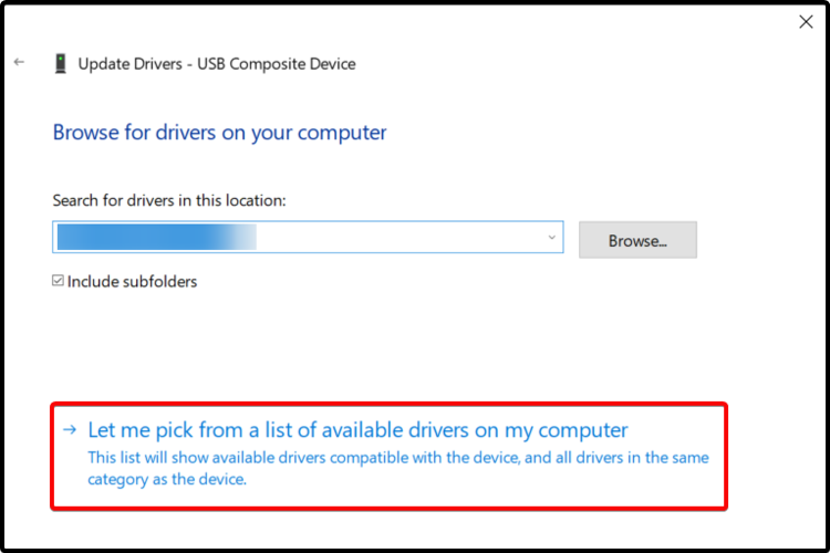Выбор из списка доступных драйверов на компьютере