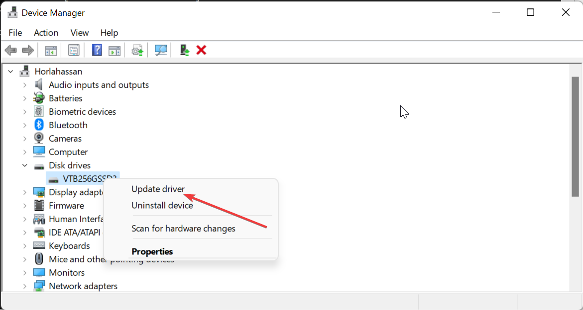 Обновление драйвера диска