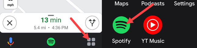 Откройте панель приложений режима вождения.