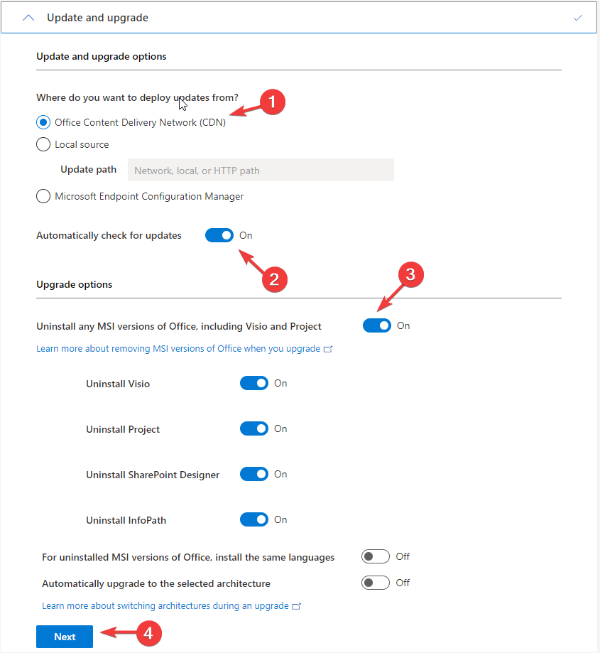 Параметры обновлений и источники