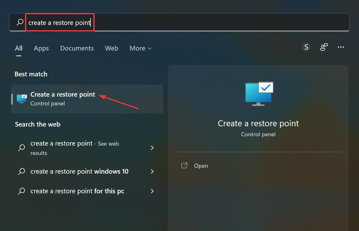 Создание точки восстановления