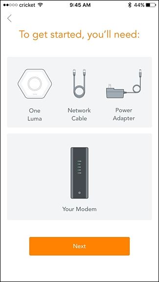Комплектация Luma: блок, кабель Ethernet, блок питания