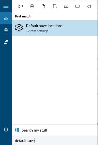 Поиск параметра 'Место сохранения по умолчанию' в Windows