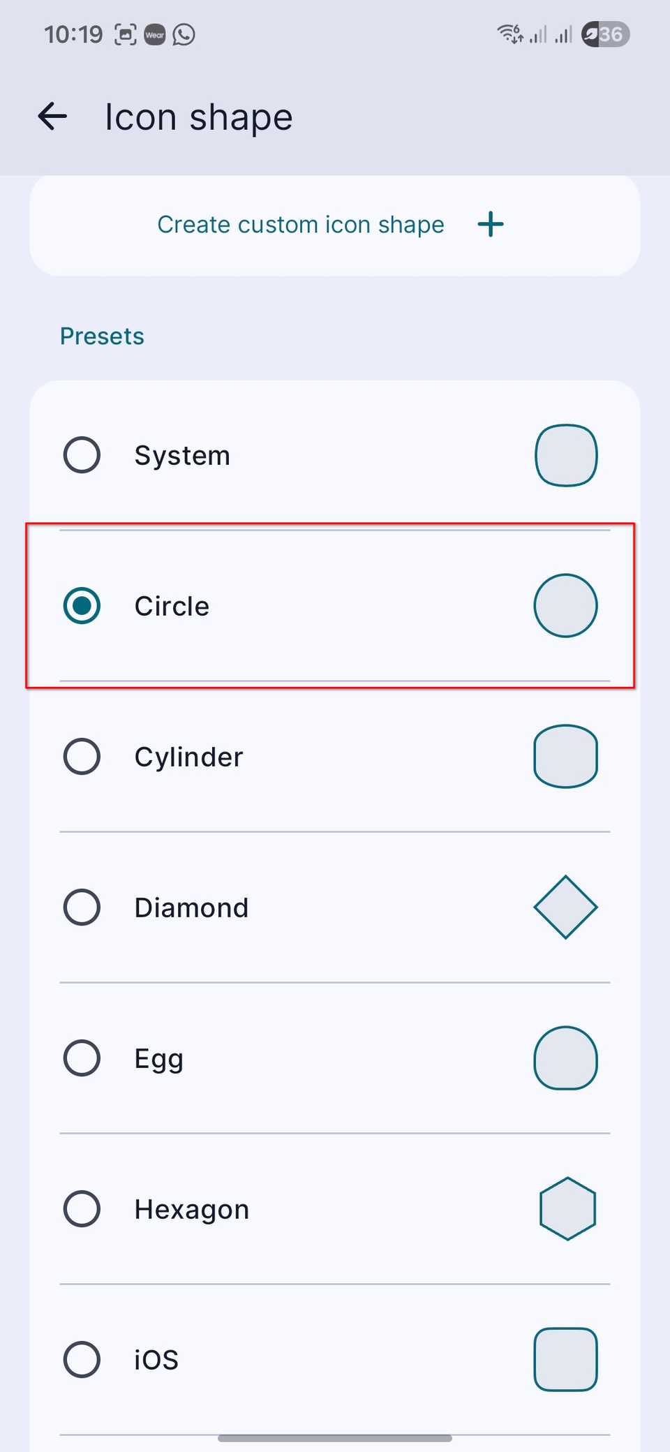 Circle as icon shape selected in Lawnchair launcher.-1