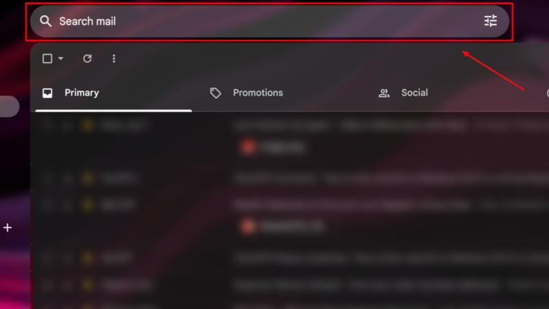 Изображение: строка поиска в Gmail