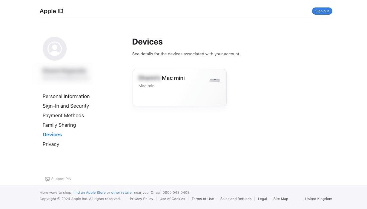 Список устройств в Apple ID