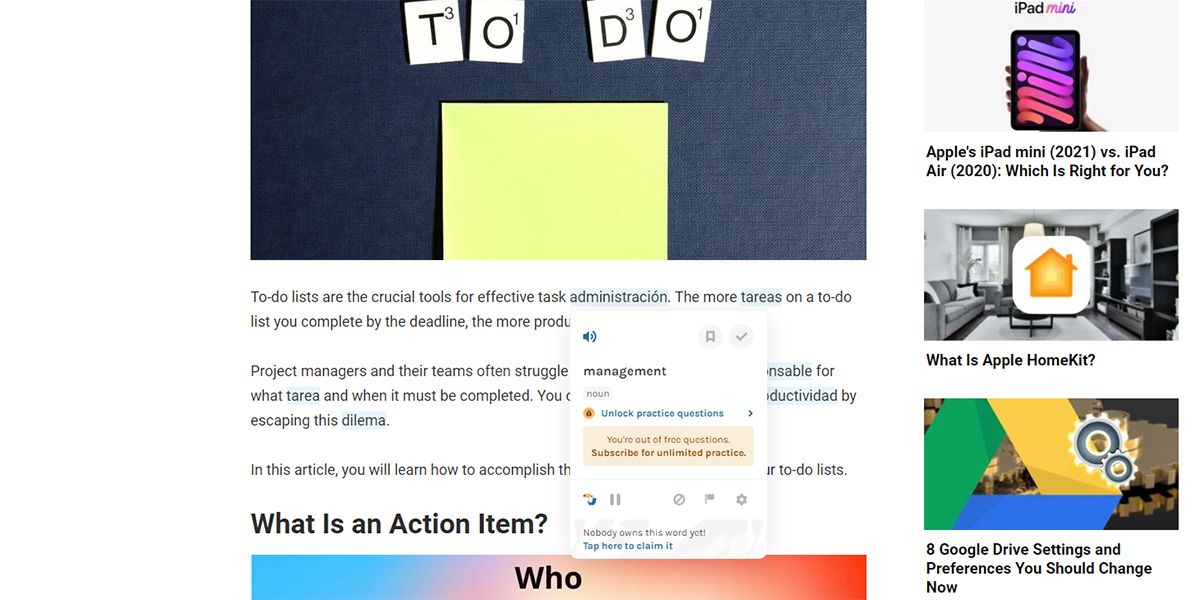 An image showing how to claim words in Toucan