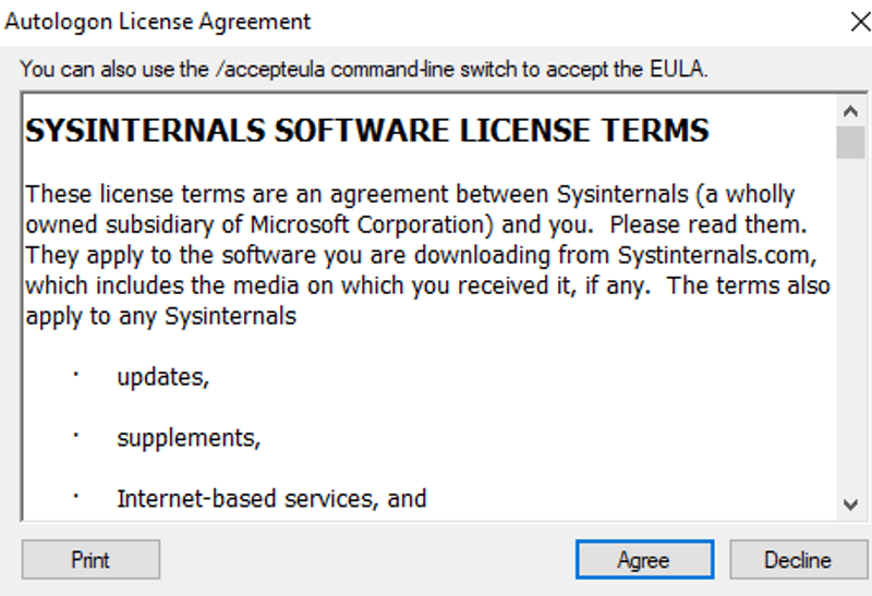 Accord de licence d'Autologon