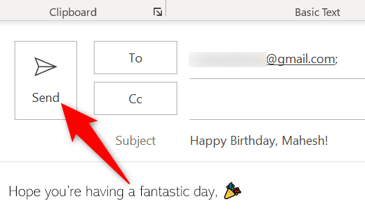 Нажмите «Отправить» в левом верхнем углу