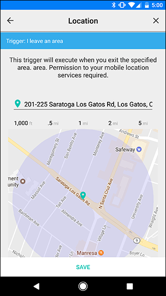 Настройка адреса и радиуса геозоны