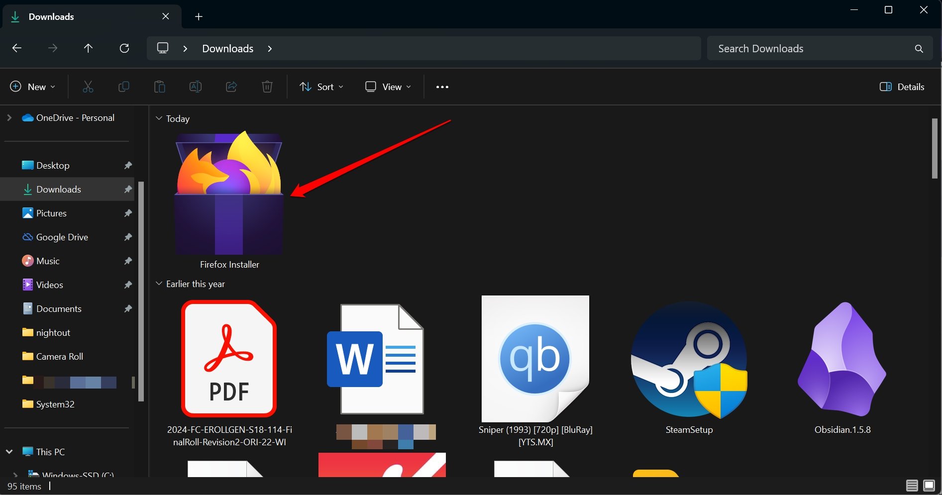 Avvio dell'installer di Firefox su Windows
