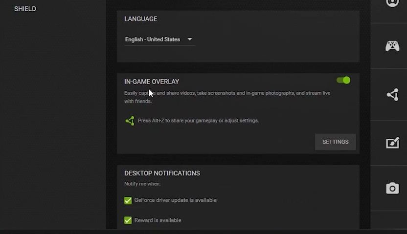 Опция In-Game Overlay в GeForce Experience