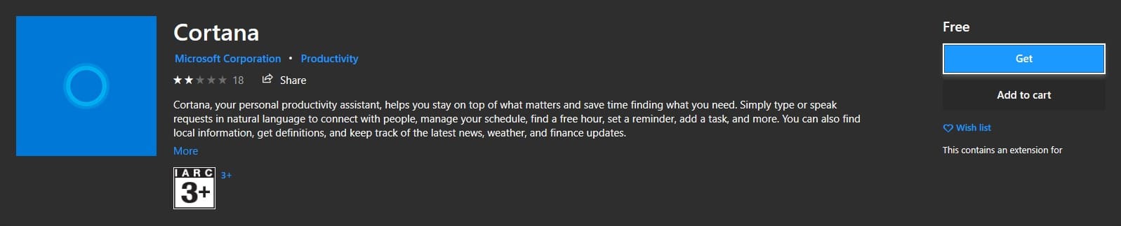 Сообщение об ошибке Cortana на панели задач