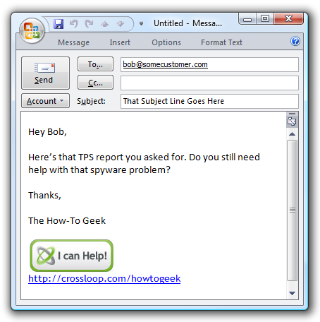 Кнопка CrossLoop для подписи электронной почты