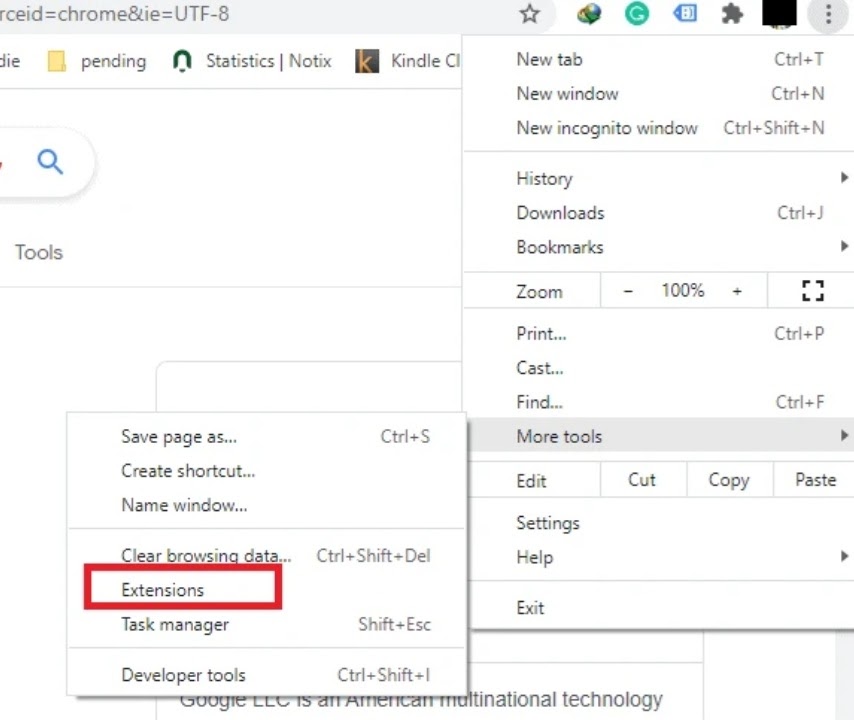 Меню расширений Chrome с AdBlock