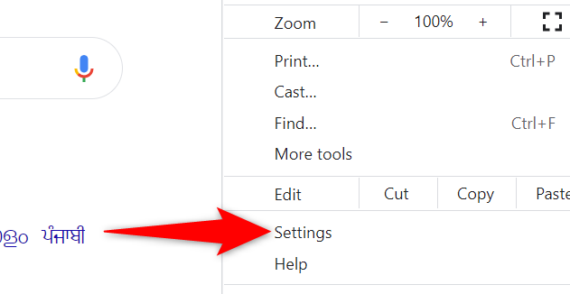 Выберите «Настройки» в меню браузера.