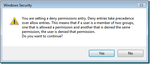 Оповещение безопасности после изменения разрешений